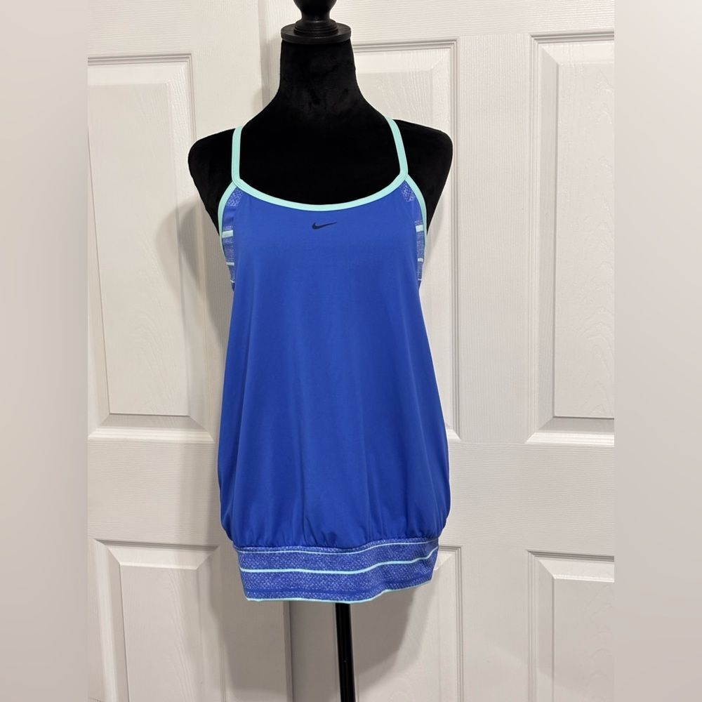 Nike Women’s Blue Green Tankini Swimsuit Swim Suit Tank Top Size Large